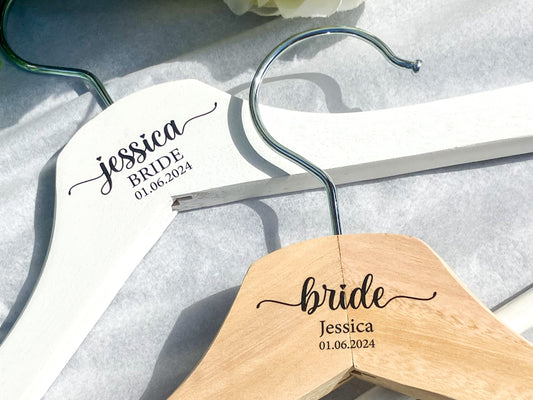 Personalised Wedding Coat Hanger, Personalised Wooden Coat Hanger, Personalised wedding dress hanger, Bridesmaid Dress Hanger