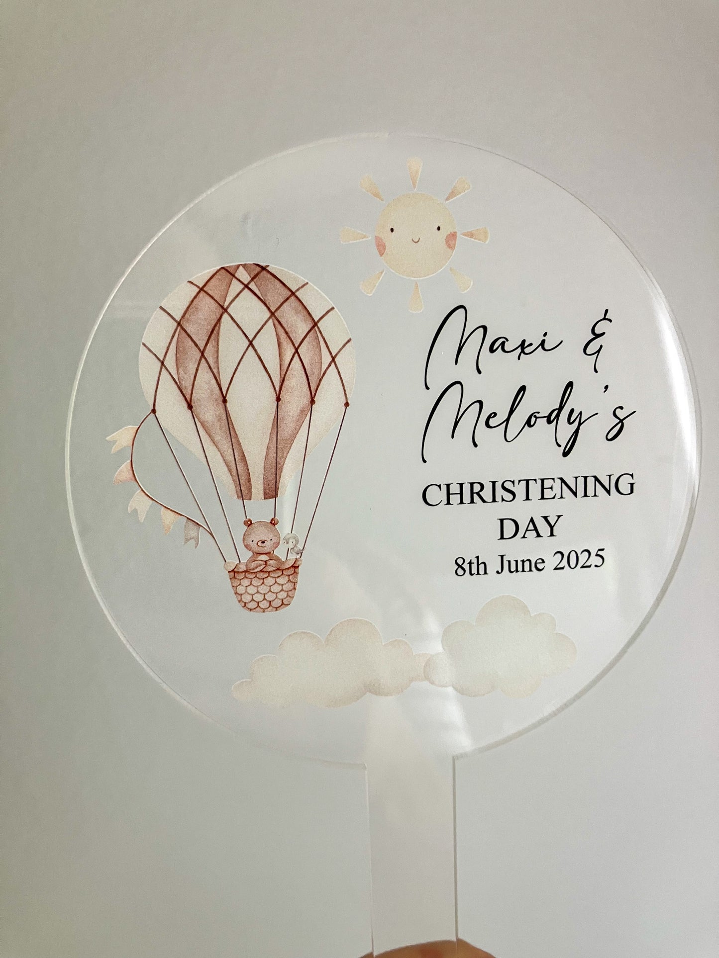 Christening cake topper, personalised christening acrylic cake topper, Neutral Christening Cake decoration