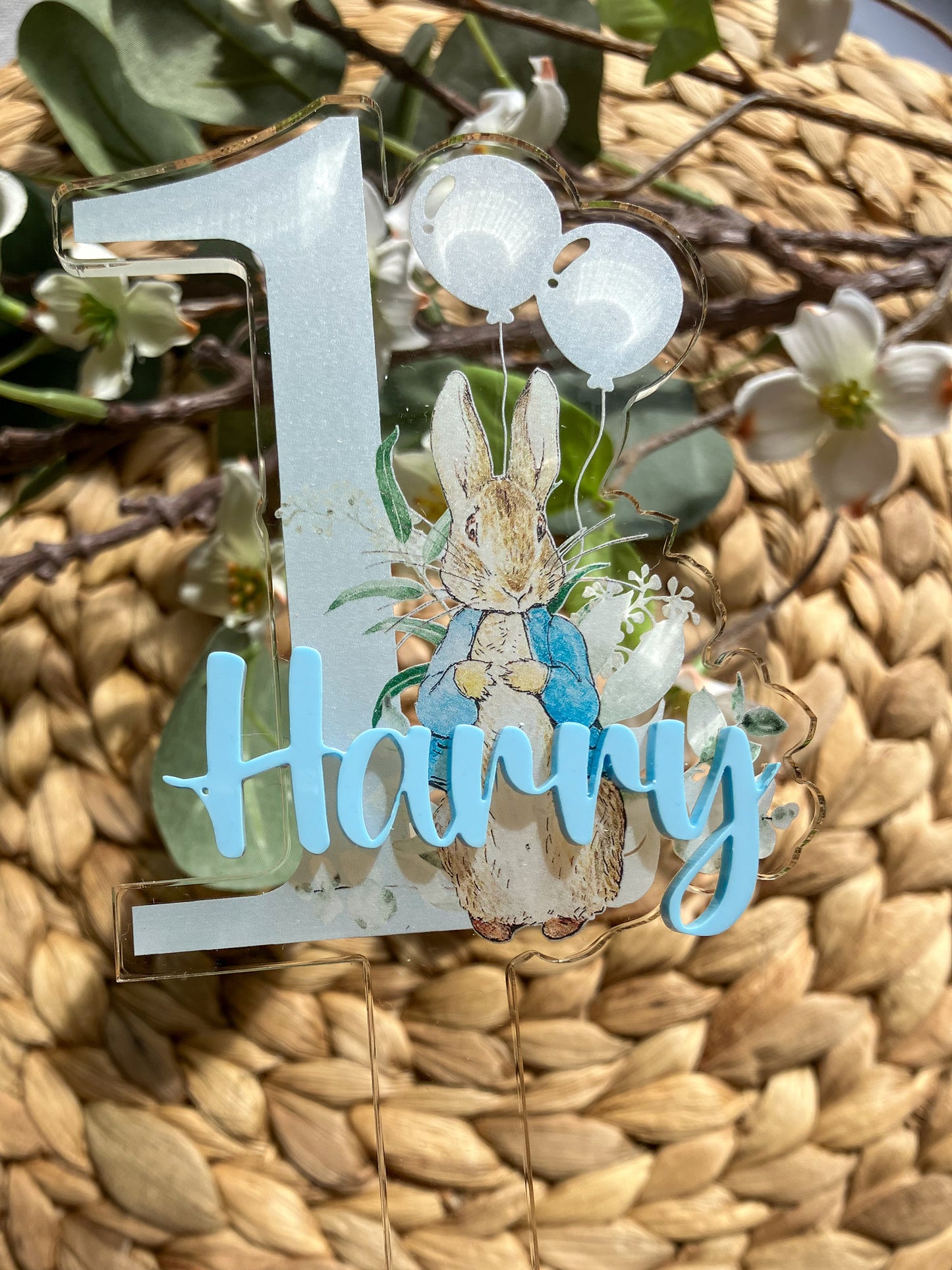 Birthday cake topper, personalised 1st birthday acrylic cake topper, first birthday decoration