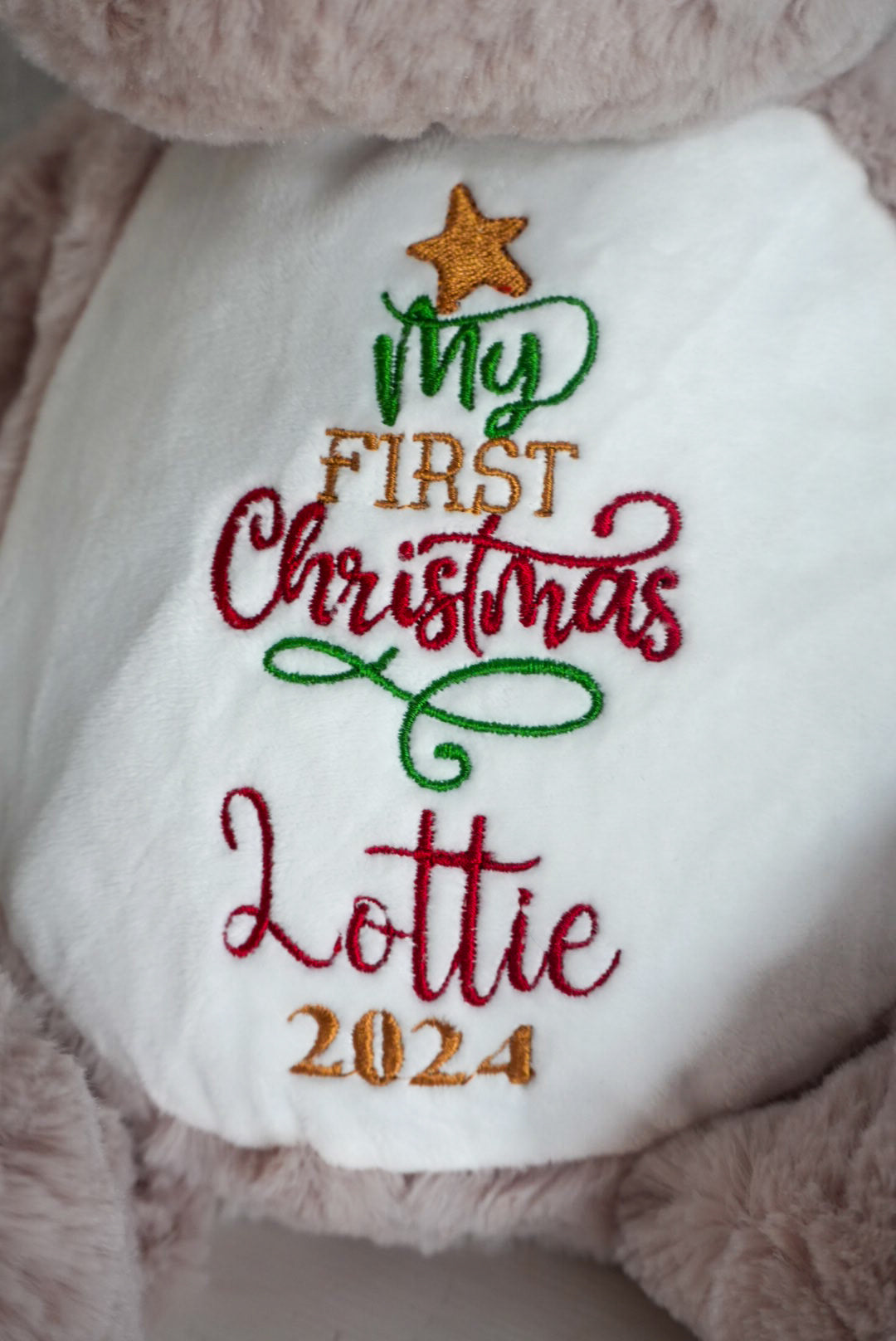 Baby's first Christmas Gift, First Christmas embroidered teddy bear, personalised new baby teddy, new baby gift