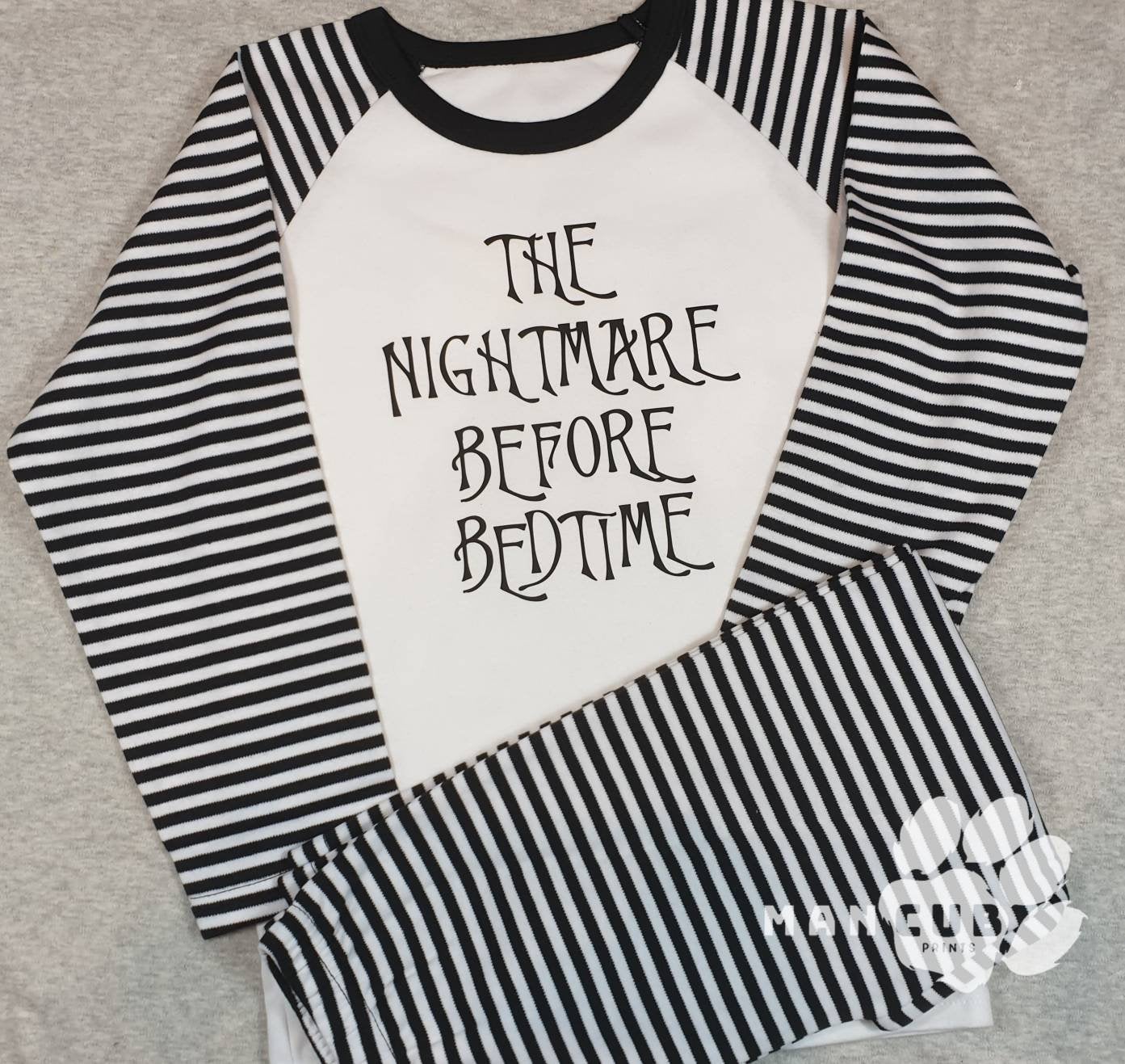 Children's birthday pyjamas, Personalised Nightmare Before Bedtime Pyjamas. - Mancub Prints
