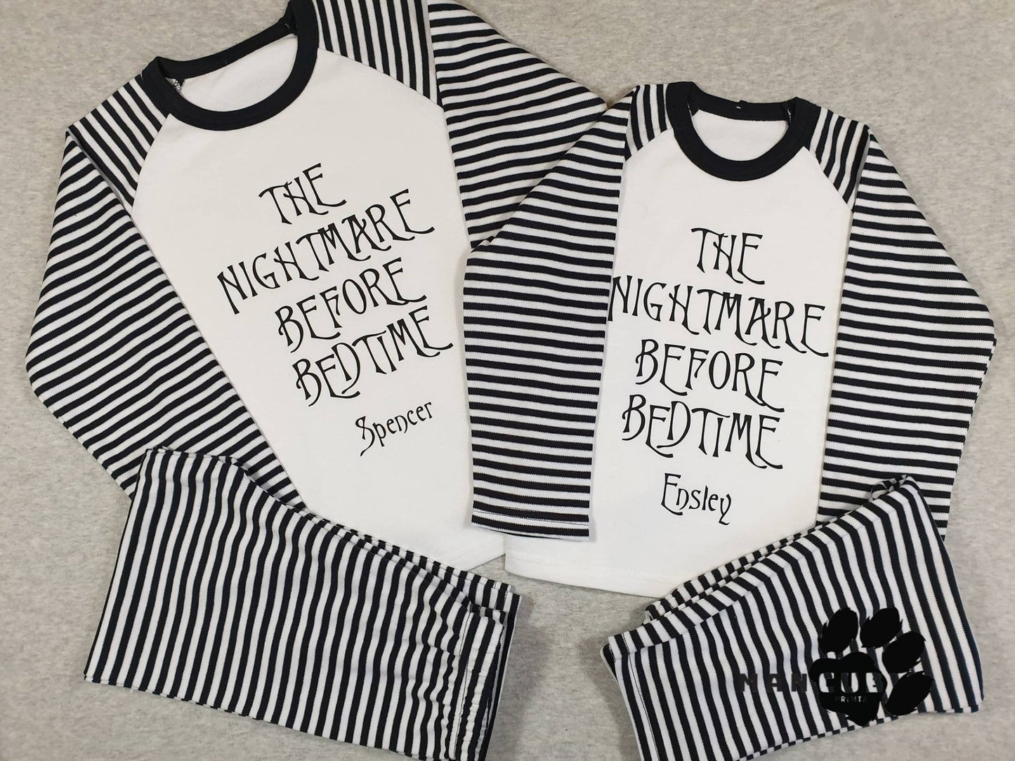 Children's birthday pyjamas, Personalised Nightmare Before Bedtime Pyjamas. - Mancub Prints