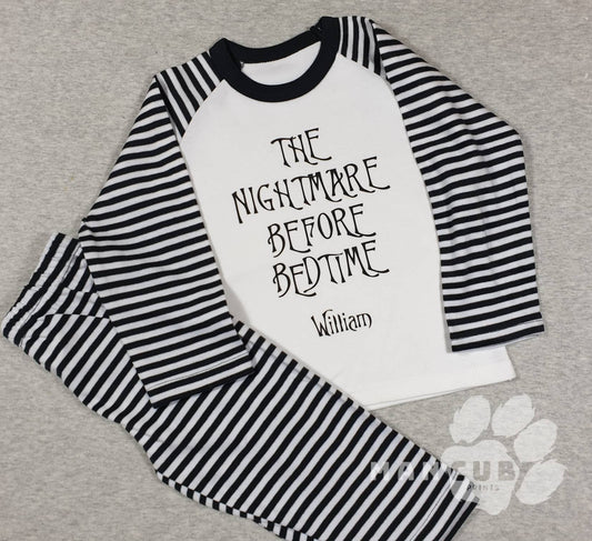 Children's birthday pyjamas, Personalised Nightmare Before Bedtime Pyjamas. - Mancub Prints