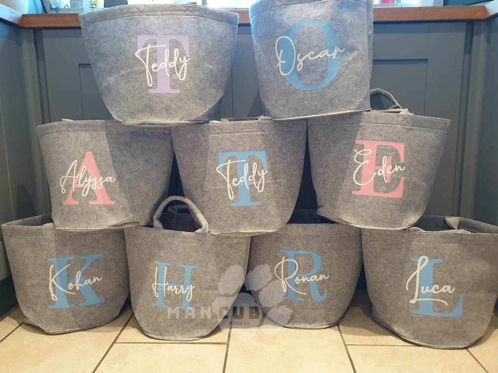 Childrens toy storage basket, personalised children's toy storage - Mancub Prints