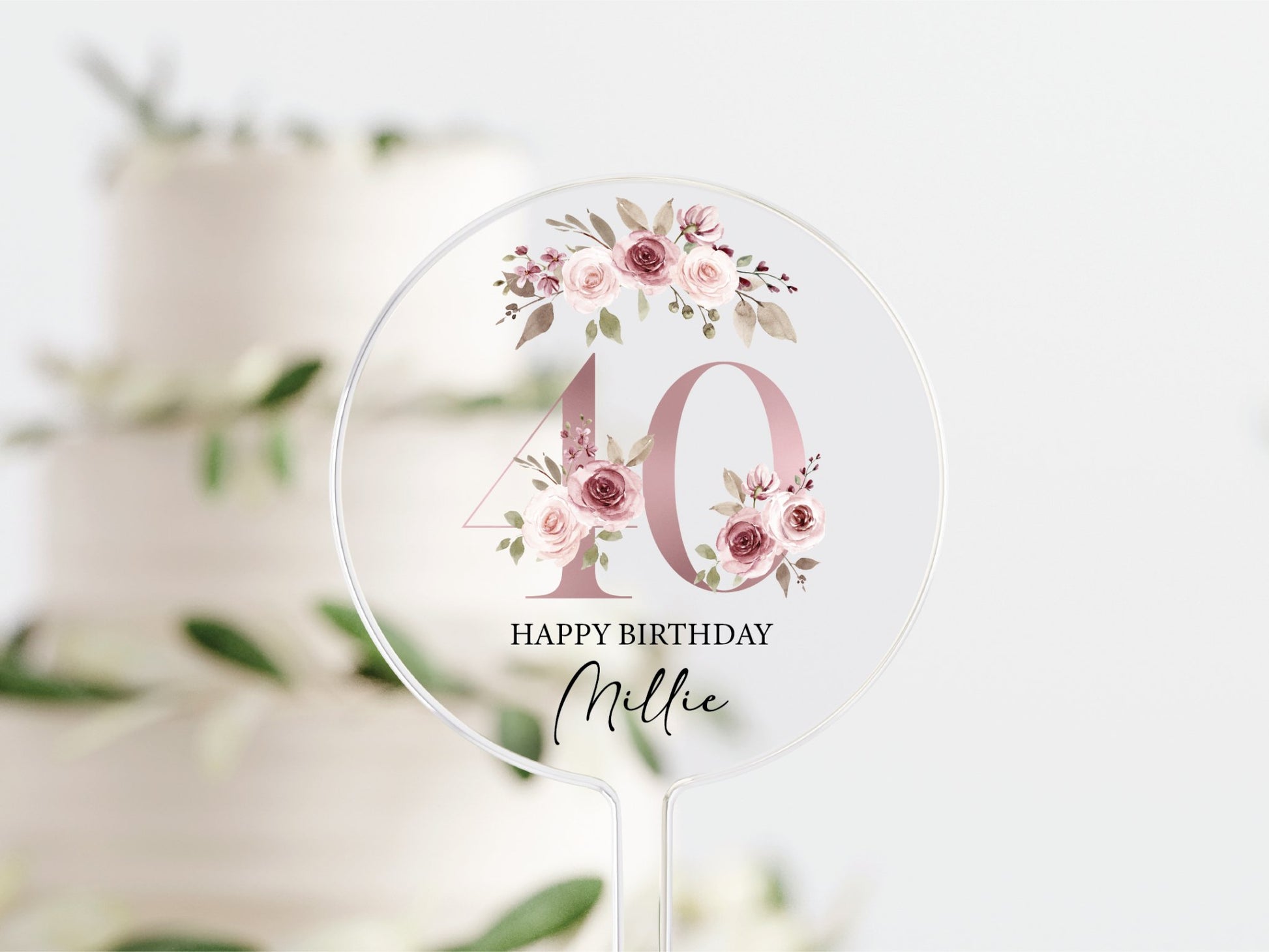 Personalised Happy Birthday Cake Topper, Birthday Acrylic Cake Topper, 18th 21st 30th 40th 50th Birthday, Clear Cake Topper, Birthday Name - Mancub Prints