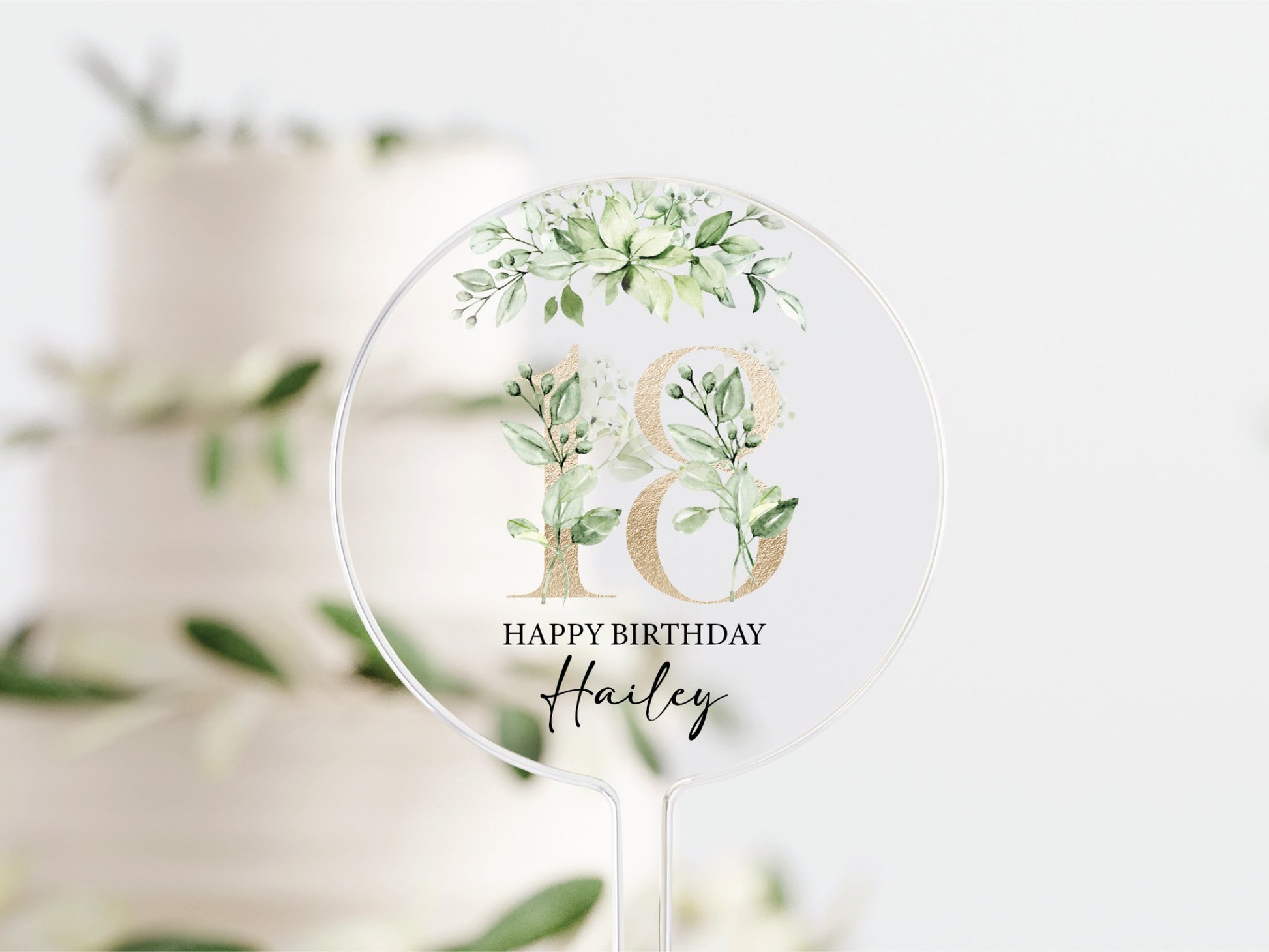 Personalised Happy Birthday Cake Topper, Birthday Acrylic Cake Topper, 18th 21st 30th 40th 50th Birthday, Clear Cake Topper, Birthday Name - Mancub Prints