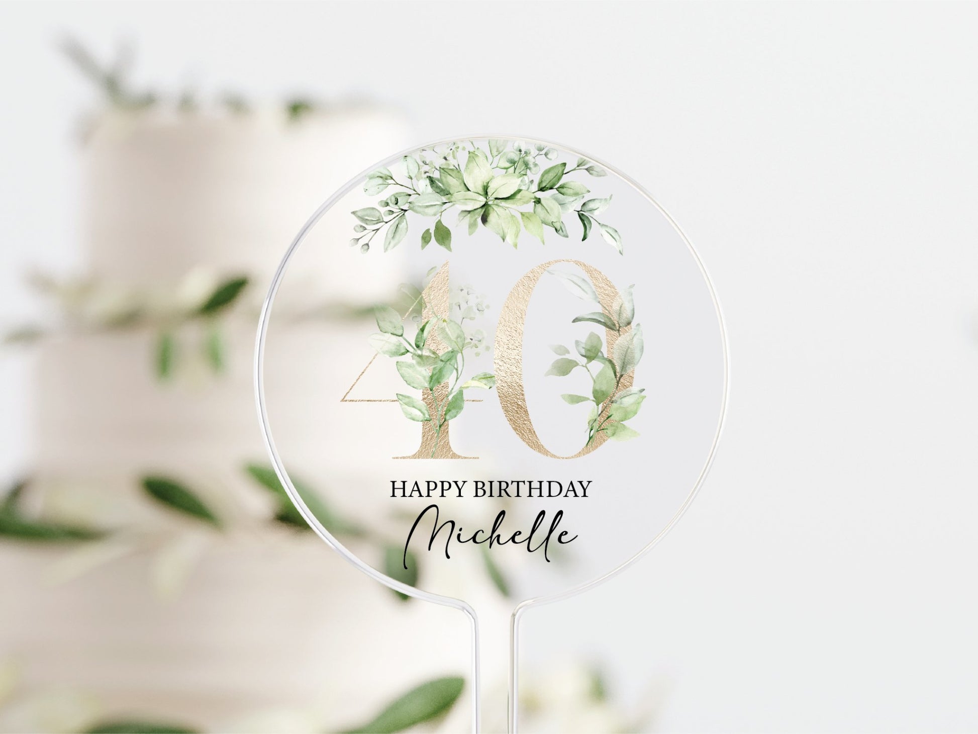 Personalised Happy Birthday Cake Topper, Birthday Acrylic Cake Topper, 18th 21st 30th 40th 50th Birthday, Clear Cake Topper, Birthday Name - Mancub Prints