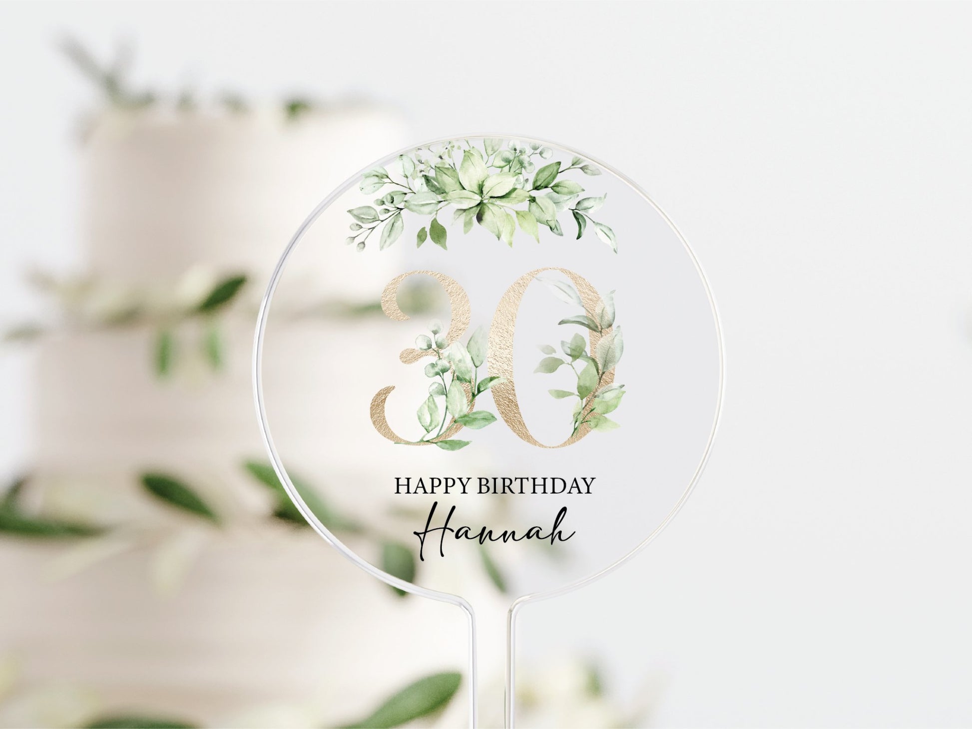 Personalised Happy Birthday Cake Topper, Birthday Acrylic Cake Topper, 18th 21st 30th 40th 50th Birthday, Clear Cake Topper, Birthday Name - Mancub Prints