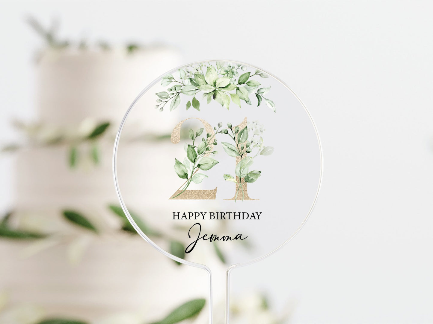 Personalised Happy Birthday Cake Topper, Birthday Acrylic Cake Topper, 18th 21st 30th 40th 50th Birthday, Clear Cake Topper, Birthday Name - Mancub Prints