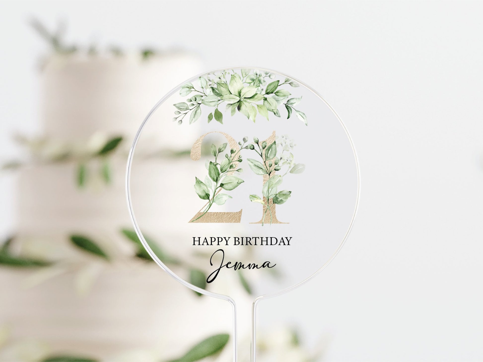 Personalised Happy Birthday Cake Topper, Birthday Acrylic Cake Topper, 18th 21st 30th 40th 50th Birthday, Clear Cake Topper, Birthday Name - Mancub Prints
