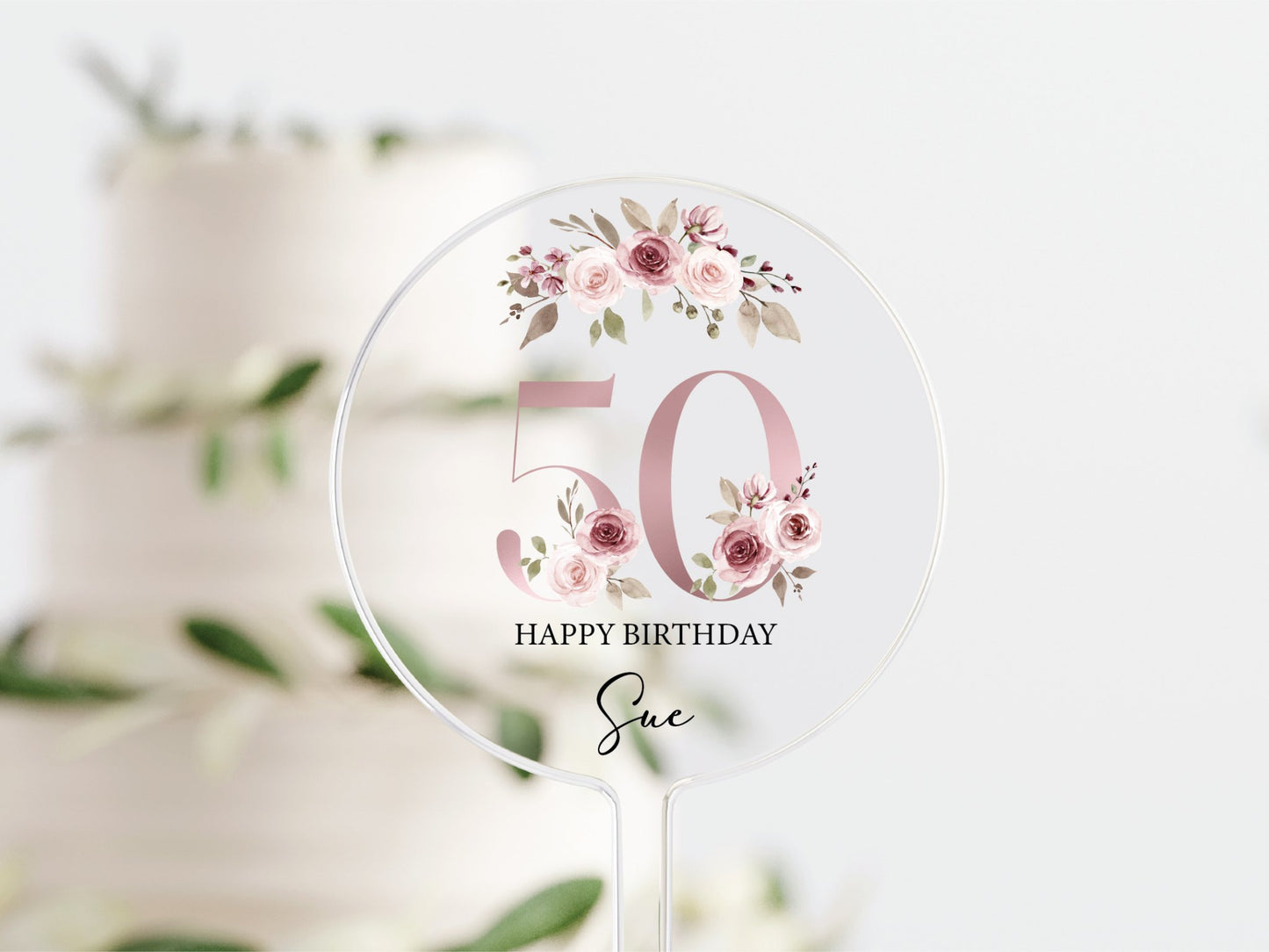 Personalised Happy Birthday Cake Topper, Birthday Acrylic Cake Topper, 18th 21st 30th 40th 50th Birthday, Clear Cake Topper, Birthday Name - Mancub Prints