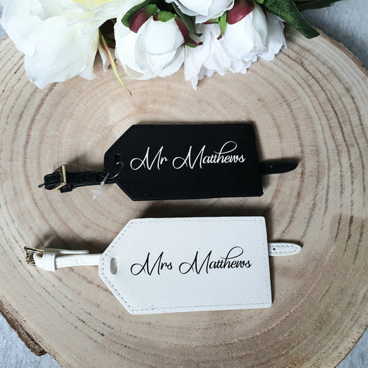 Personalised passport holder & luggage tag travel set, gift for bridesmaid, travel gift. - Mancub Prints