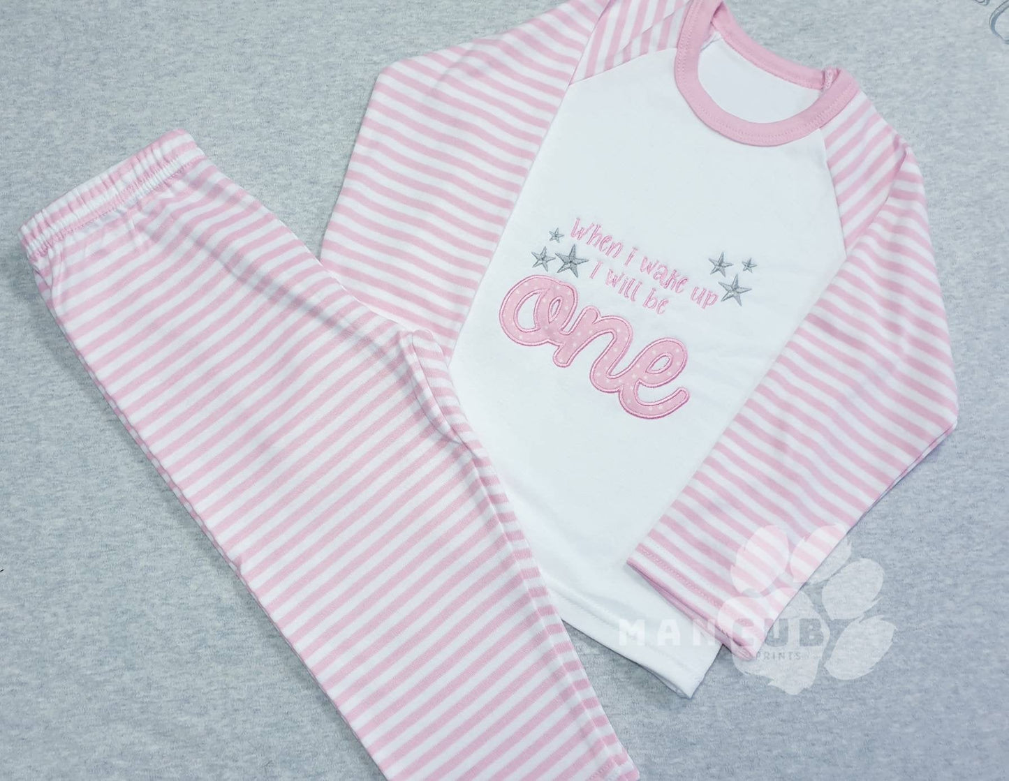 Personalised when I wake up birthday pyjamas, customised pyjama set.