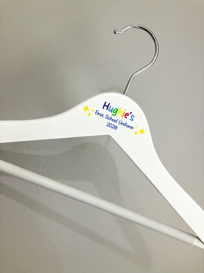 Back to school personalised coat hanger, school uniform hanger, first day of school, kids coat hanger