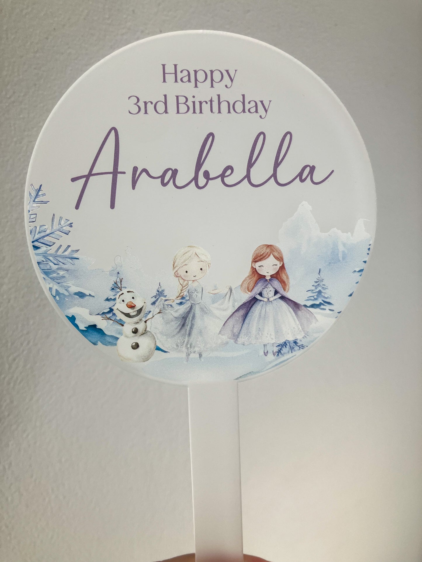 Ice Princess Birthday cake topper, personalised birthday acrylic cake topper