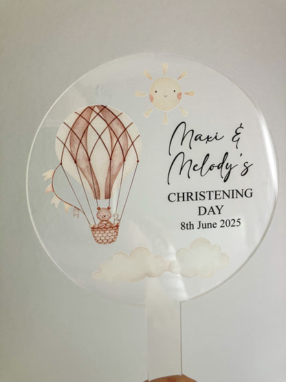 Christening cake topper, personalised christening acrylic cake topper, Neutral Christening Cake decoration