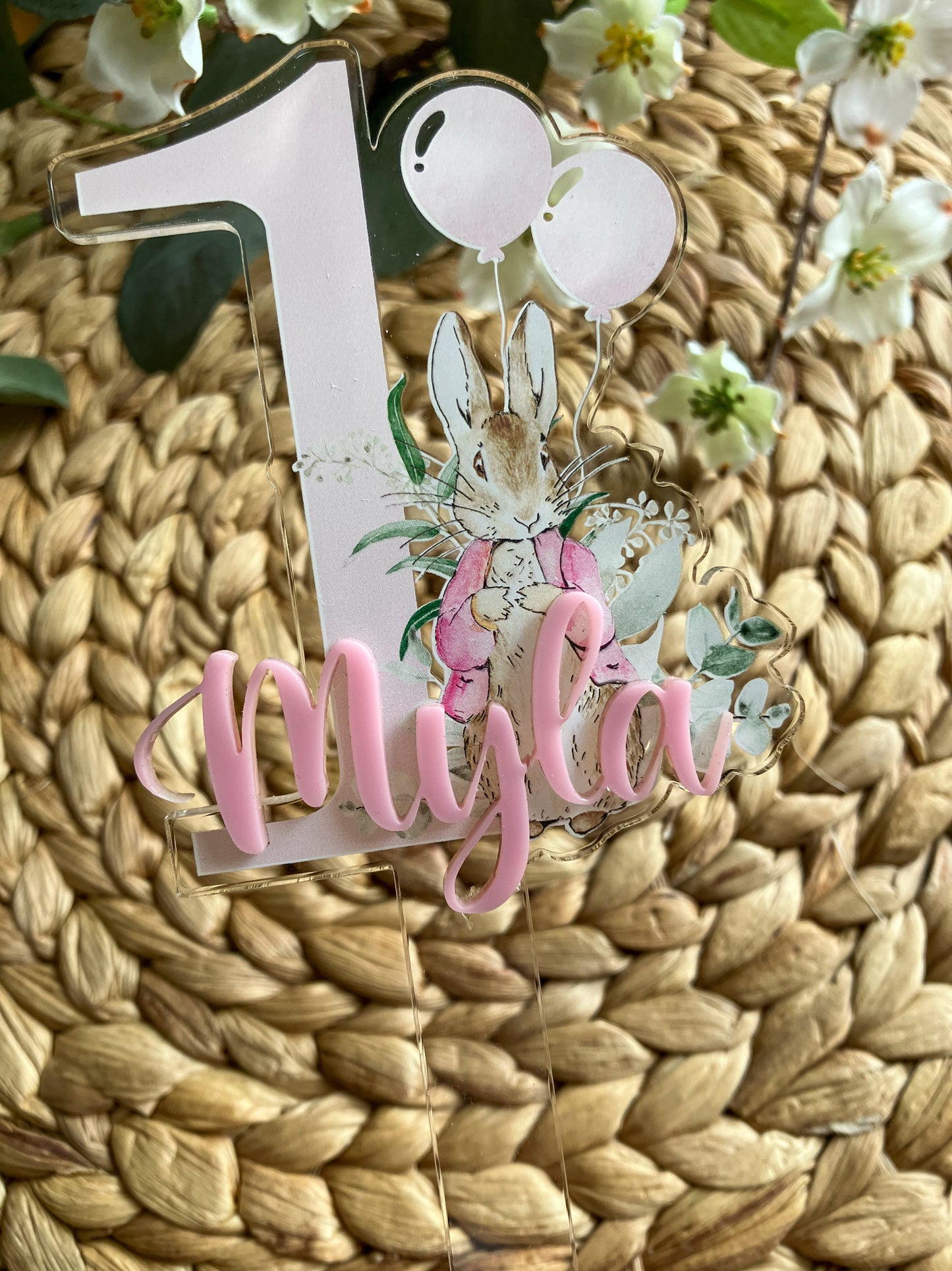 Birthday cake topper, personalised 1st birthday acrylic cake topper, first birthday decoration