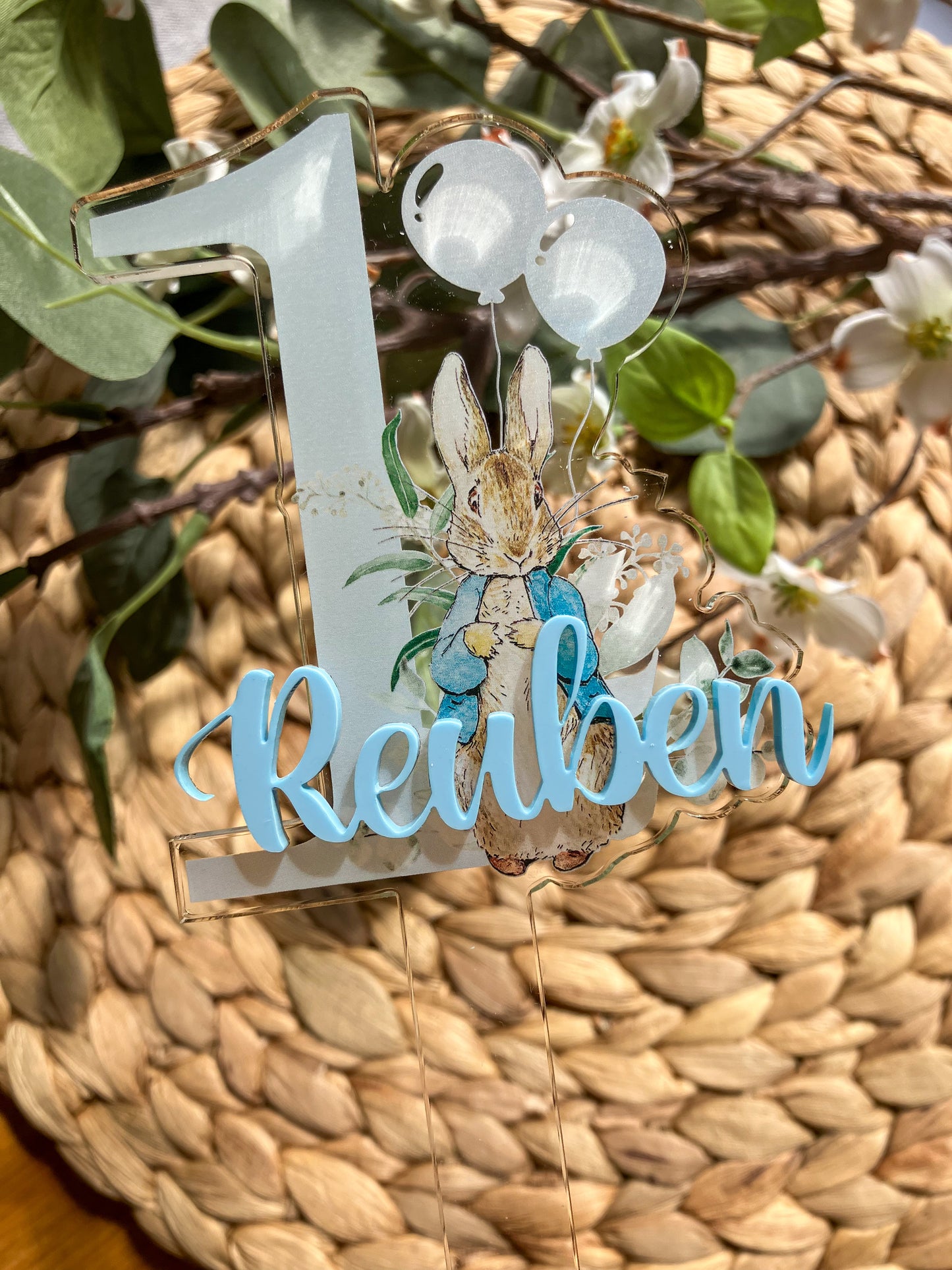 Birthday cake topper, personalised 1st birthday acrylic cake topper, first birthday decoration