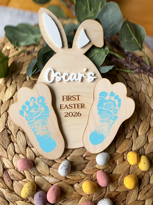 Personalised First Easter Footprint Plaque, Easter Footprint Keepsake