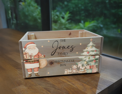 Personalised Christmas Eve Crate, Personalised Christmas Eve Box, Wooden Personalised Christmas Eve Box For Kids, Personalised Christmas Box