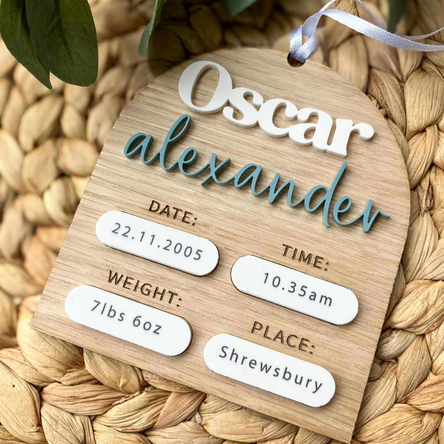 New baby announcement gift, birth announcement keepsake, name reveal plaque