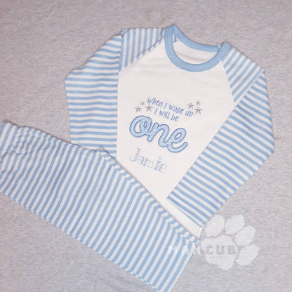 Personalised when I wake up birthday pyjamas, customised pyjama set.